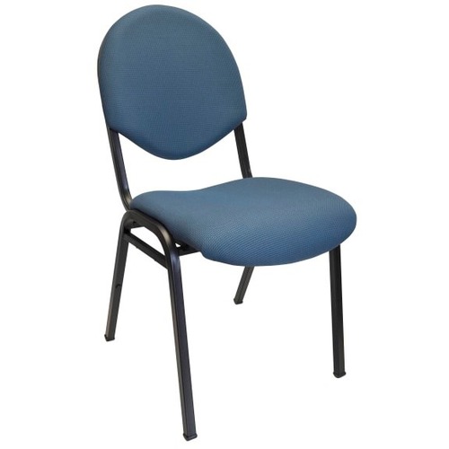 Office-Stor Plus Stacking Chair - Blue Fabric Seat - Fabric Back - Blue Tubular Steel, Metal Frame - U-Style Base - Foam - 1
