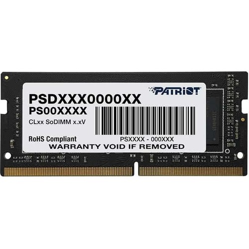 Patriot Memory Signature Line 8GB DDR4 SDRAM Memory Module - For Notebook - 8 GB (1 x 8GB) - DDR4-3200/PC4-25600 DDR4 SDRAM - 3200 MHz Single-rank Memory - CL22 - 1.20 V - Non-ECC - Unbuffered - 260-pin - SoDIMM - Lifetime Warranty
