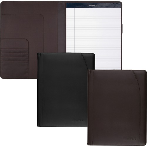 Mead Cambridge Faux Leather Padfolio - 40 Sheets - 8 1/2" x 11" - Storage Pocket, Card Holder, Perforated, Business Card Pocket, Pen/Pencil Holder - 1