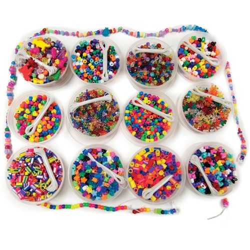 Hygloss Beads Treasure Box - Decoration/Activity - Recommended For 3 Year - 3500 Piece(s) - Assorted Shapes - 12 Bucket - Assorted