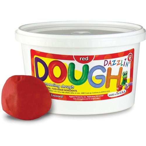 Hygloss Dazzlin' Dough - 3 lbs. Red, Non-Scented - Craft, Modeling - Recommended For 3 Year - 1 Each - Red