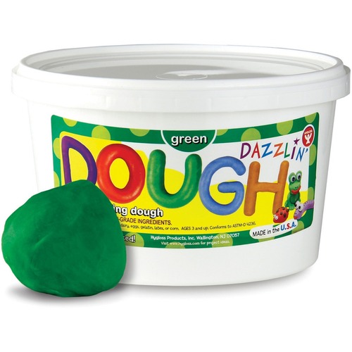 Hygloss Dazzlin' Dough - 3 lbs. Green, Non-Scented - Craft, Modeling - Recommended For 3 Year - 1 Each - Green