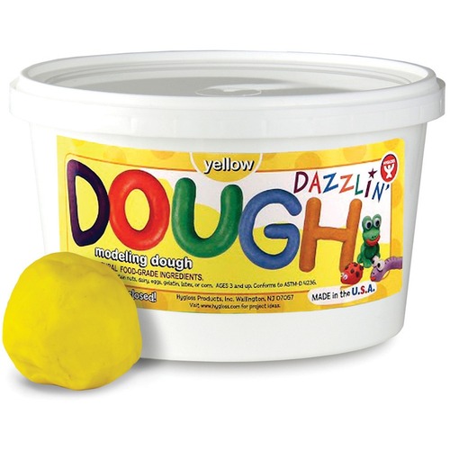 Hygloss Dazzlin' Dough - 3 lbs. Yellow, Non-Scented - Craft, Modeling - Recommended For 3 Year - 1 Each - Yellow - Modeling Clays & Accessories - HYX48304