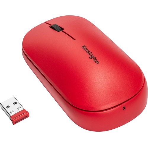 Kensington SureTrack Dual Wireless Mouse - Optical - Wireless - Bluetooth/Radio Frequency - 2.40 GHz - Red - 1 Pack - USB 2.0 - 4000 dpi - Scroll Wheel - 3 Button(s) - Symmetrical - TAA Compliant