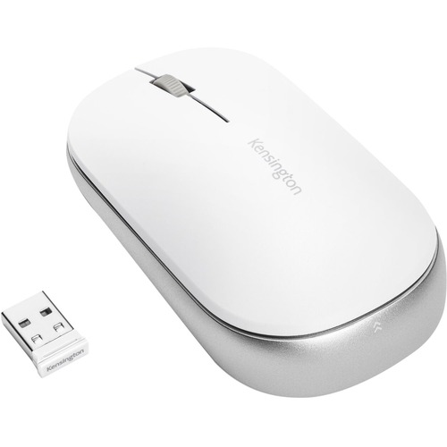 Kensington SureTrack Dual Wireless Mouse - Optical - Wireless - Bluetooth/Radio Frequency - 2.40 GHz - White - 1 Pack - USB 2.0 - 4000 dpi - Scroll Wheel - 3 Button(s) - Symmetrical - TAA Compliant