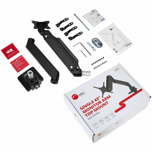 Single Monitor Heavy-Duty Premium Gas Spring Desk Mount - 17" to 43" , VESA 75x75, 100x100, 200x200mm - Gas spring assisted full-motion (tilt, swivel, rotate, and height adjustment) articulating single monitor desk mount, 17" to 43" , weight up to 33 lbs,