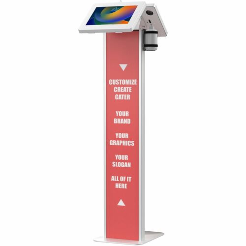 CTA Digital Premium Dual Enclosure Locking Floor Stand Kiosk with Graphic Card Slot and Automatic Soap Dispenser (White) - Up to 11" Screen Support - 48" (1219.20 mm) Height - Floor - Steel - White