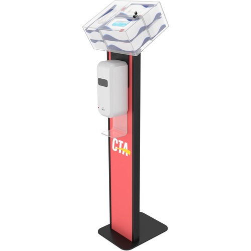 CTA Digital Premium Locking Sanitizing Station Stand with Graphic Card Slot (Black) - 48" (1219.20 mm) Height - Floor - Steel, Acrylic - Black