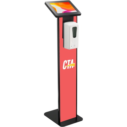 CTA Digital Premium Locking Floor Stand Kiosk with Graphic Card Slot and Automatic Soap Dispenser (Black) - Up to 10.5" Screen Support - 48" (1219.20 mm) Height - Floor - Steel - Black