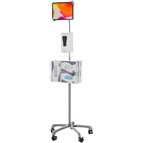CTA Digital CTA Security Gooseneck Stand w/ Sanitizer Dispenser for Most 7-13" Tablets - Up to 13" Screen Support - 58" (1473.20 mm) Height - Floor - Aluminum, Acrylic, Chrome Plated