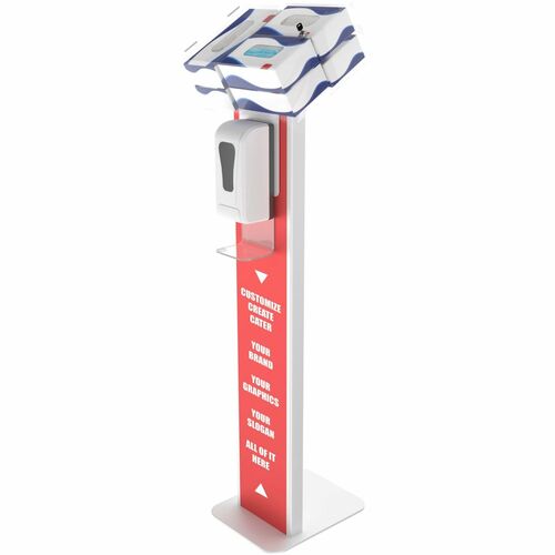 CTA Digital Premium Locking Sanitizing Station Stand with Graphic Card Slot (White) - 48" (1219.20 mm) Height - Floor - Steel, Acrylic - White