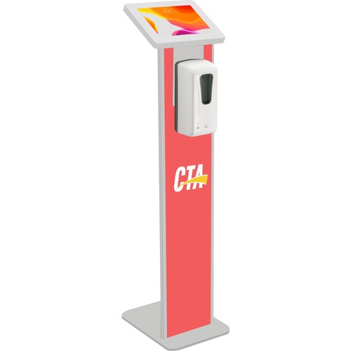 CTA Digital Premium Locking Floor Stand Kiosk with Graphic Card Slot and Automatic Soap Dispenser (White) - Up to 10.5" Screen Support - 48" (1219.20 mm) Height - Floor - Steel - White