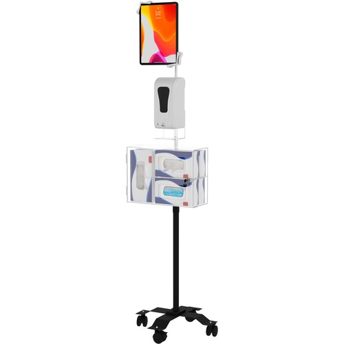 CTA Digital Compact Gooseneck Floor Stand for 7-13 Inch Tablets with Sanitizing Station & Automatic Soap Dispenser - Up to 13" Screen Support - Floor - Metal, Acrylic