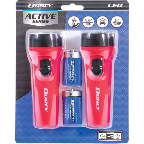 Dorcy LED Flashlights Pack - LED - 1 x D - Battery - Plastic - Weather Resistant - Blue - 1 / Pack