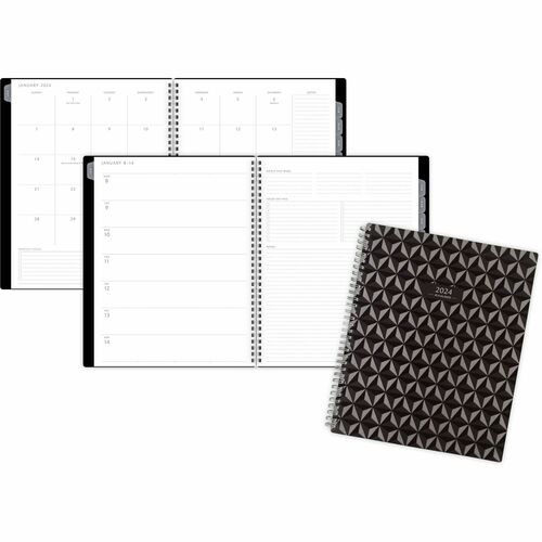 At-A-Glance Elevation Block Format Planner - Large - Monthly, Weekly - 13 Month - January 2025 to January 2026 - 1 Week, 1 Month Double Page Layout - 8 1/2" x 11" Sheet Size - White Sheet - Wire Bound - Black - Paper, Plastic, Poly - Black Cover - 11" Hei