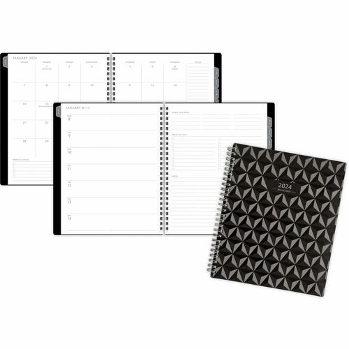 At-A-Glance Elevation Block Format Planner - Medium - Monthly, Weekly - 12 Month - January 2025 to December 2025 - 1 Month, 1 Week Double Page Layout - 7" x 8 3/4" Sheet Size - White Sheet - Wire Bound - Black - Paper, Plastic, Poly - Black Cover - Durabl