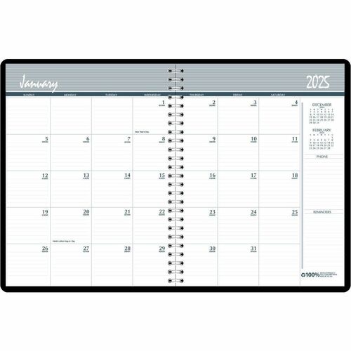 House of Doolittle Planner - Julian Dates - 5.2 Year - December - January - 1 Month Double Page Layout - Spiral Bound - Black - Black - 11" Height x 8.5" Width - Dated Planning Page, Ruled Daily Block, Holiday Listing, Reminder Section, Phone Log Page, Pr