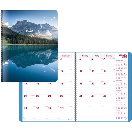 Brownline Monthly Planner - Monthly - 14 Month - December 2022 till January 2024 - Twin Wire - Nature's Hues - 11" Height x 8.5" Width - Ruled Daily Block, Reminder Section, Notes Area, Six Month Reference - 1 Each