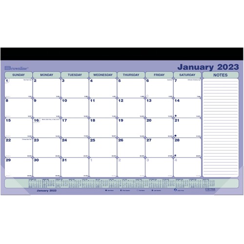 Brownline Magnetic Calendar - Monthly - 12 Month - January 2024 till December 2024 - 1 Month Single Page Layout - Twin Wire - Desk Pad - Multi - Chipboard, Paper - 10.9" Height x 17.8" Width - Non-refillable, Reinforced, Sturdy, Ruled Daily Block, Referen