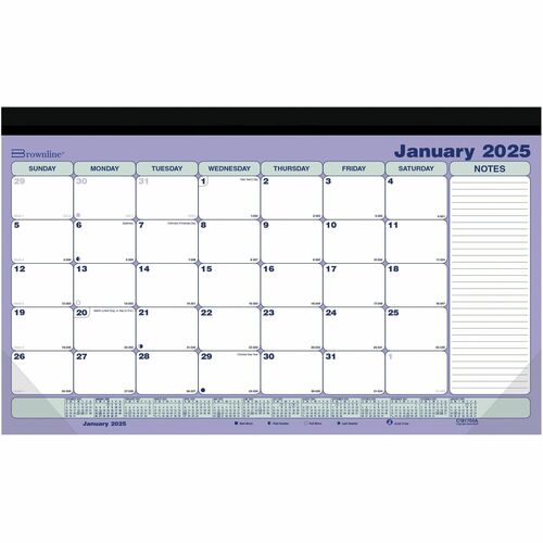 Brownline Magnetic Calendar - Monthly - 12 Month - January 2024 - December 2024 - 1 Month Single Page Layout - Twin Wire - Desk Pad - Multi - Chipboard, Paper - 10.9" Height x 17.8" Width - Reinforced, Sturdy, Ruled Daily Block, Reference Calendar, Notes 