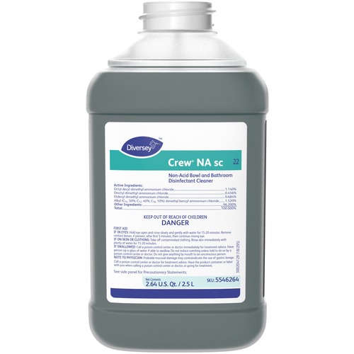 Diversey Non-acid Restroom Disinfectant - Liquid - 84.5 fl oz (2.6 quart) - Floral Scent - 2 / Carton - Blue