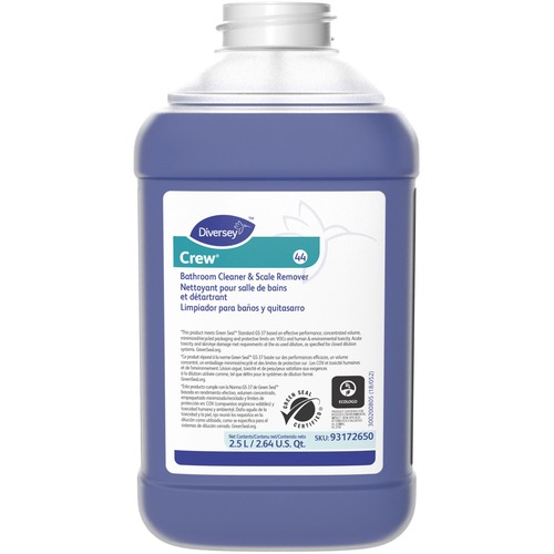 Diversey Crew Bath Cleaner & Scale Remover - 84.5 fl oz (2.6 quart) - Fresh Clean Scent - 2 / Carton - Non-corrosive, Streak-free - Purple