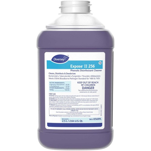 Diversey Expose Phenolic Disinfectant Cleaner - Concentrate - 84.5 fl oz (2.6 quart) - Citrus Scent - 2 / Carton - Deodorize, Non-porous - Purple