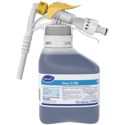 Diversey Virex II 1-Step Disinfectant Cleaner - Concentrate - 50.7 fl oz (1.6 quart) - Minty Scent - 2 / Carton - Deodorant, Non-porous, Deodorize - Blue