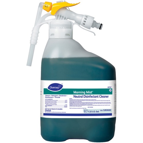 Diversey Quaternary Disinfectant Cleaner - Ready-To-Use - 169 fl oz (5.3 quart) - Fresh Scent - 1 Each - Deodorize - Blue/Green