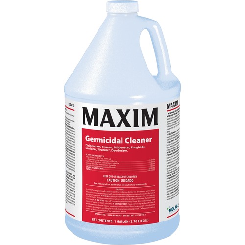 Maxim Germicidal Cleaner - 4 / Carton - Deodorant, Disinfectant, Non-porous - Yellow