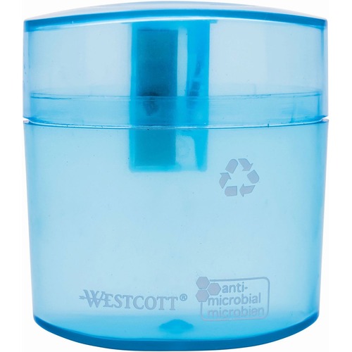 Westcott KleenEarth Antimicrobial Student Single-Hole Pencil Sharpener - 1 Hole(s) - Plastic - Light Blue - 1 Each = ACM11247