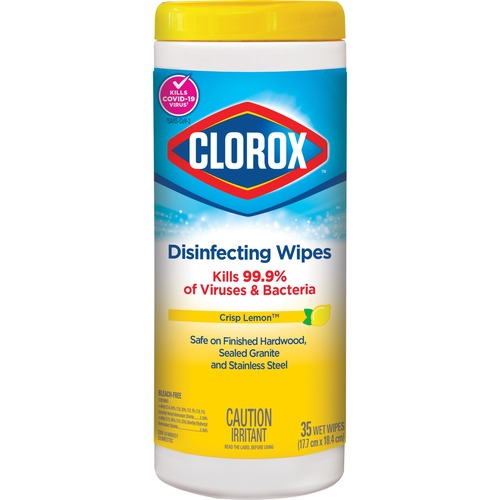 Clorox Disinfecting Wipes - Lemon Scent Width - 35 - 1 Each - Streak-free, Pre-moistened