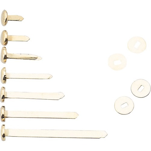 Westcott Brass Paper Fasteners - No. 1 - Fits 3/8" - Washer - Brass - 100 / Pack = ACM05791