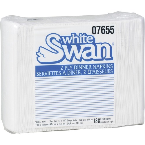 Kruger White Swan® Napkins - 2 Ply - 1/8 Fold - Embossed - 188 / Pack = KRI07655