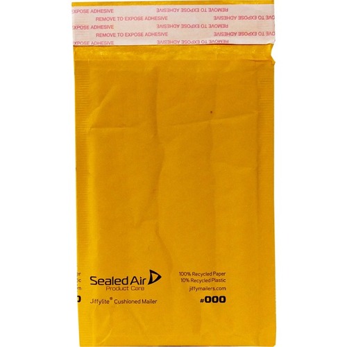 Bubble Mailing Envelope - #000 - 8" W x 4" L - Peel & Seal - Kraft Paper, Plastic - 25 / Pack
