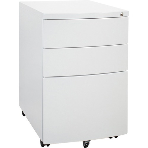 HDL Metal Mobile Pedestal - 3 x Drawer(s) for Box, File - Legal, Letter - Locking Drawer, Mobility, Ball Bearing Slide, Pencil Tray - White - Metal, Steel -  - HTW100MMPUFWH