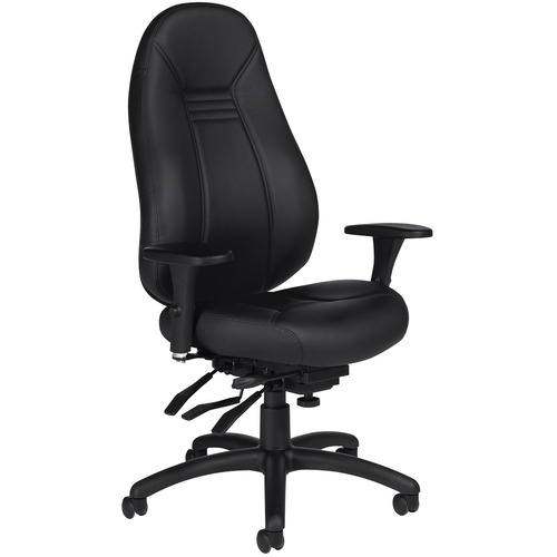 Global ObusForme Comfort High Back Multi-Tilter - Black Mock Leather Seat - Black Mock Leather Back - High Back - 5-star Base - Armrest - 1 Each = GLB138081