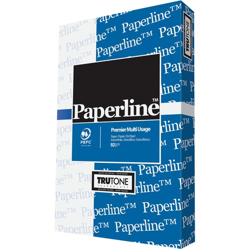 Paperline Office Paper - White - 92 Brightness - Legal - 8 1/2" x 14" - 20 lb Basis Weight - 5000 / Box - White