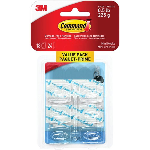 Command Hook - 226.8 g Capacity - Clear - 18/ Pack