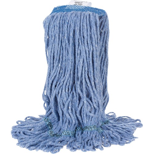 Atlas Graham TuffStuff Narrow Band Wet Mop - Blue - Large - Cotton Head - Durable, Looped Ends, Tangle Resistant, Fray Resistant, Scrubber Strip, Absorbent - 1 Each - Blue -  - AGI1733