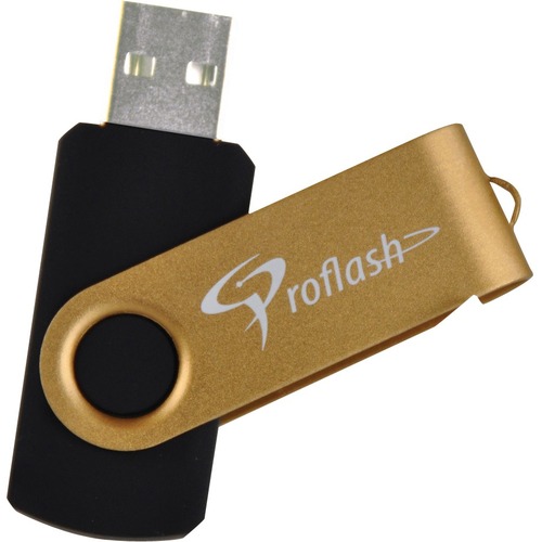 Proflash FlipFlash Flash Drive - 16 GB - USB 2.0 - Gold - 1 Each