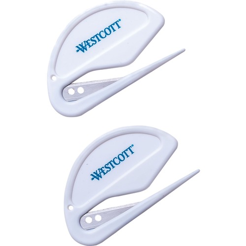 Westcott Mini "Zip" Style Letter Opener - 2 Pack - Concealed Blade - Handheld - 2 / Card - Durable, Lightweight - Letter Openers - ACM02972