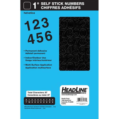 U.S. Stamp & Sign Number - Learning Theme/Subject - Self-adhesive - Helvetica Style - Weather Proof - 0.98" (25 mm) Height - Black - Vinyl - 1 Each -  - USS31131