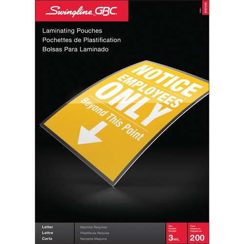 ACCO Clear Economy Thermal Laminating Pouches Letter Size, 9" x 11.5" , 3Mil, 200 Pack - Sheet Size Supported: Letter 8.50" (215.90 mm) Width x 11" (279.40 mm) Length - Laminating Pouch/Sheet Size: 9" Width x 11.50" Length x 3 mil Thickness - Glossy - for