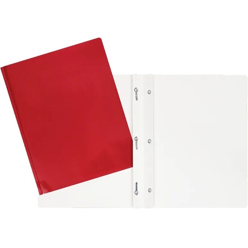 Geocan Letter Report Cover - 8 1/2" x 11" - 100 Sheet Capacity - 3 Fastener(s) - Card Stock - Red - 1 Each