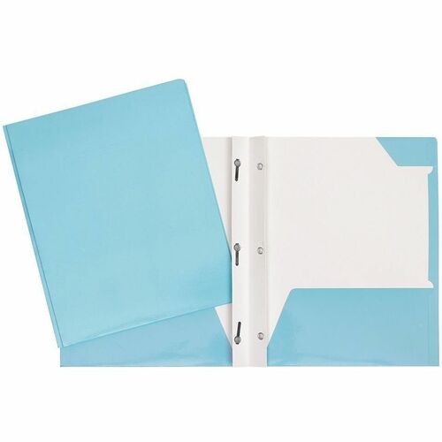 Geocan Letter Report Cover - 8 1/2" x 11" - 80 Sheet Capacity - 3 Fastener(s) - 2 Internal Pocket(s) - Cardboard - Light Blue - 1 Each