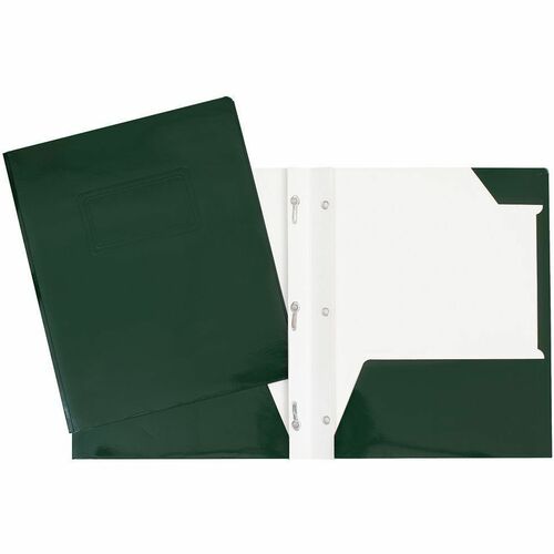 Geocan Letter Report Cover - 8 1/2" x 11" - 80 Sheet Capacity - 3 Fastener(s) - 2 Internal Pocket(s) - Dark Green - 1 Each