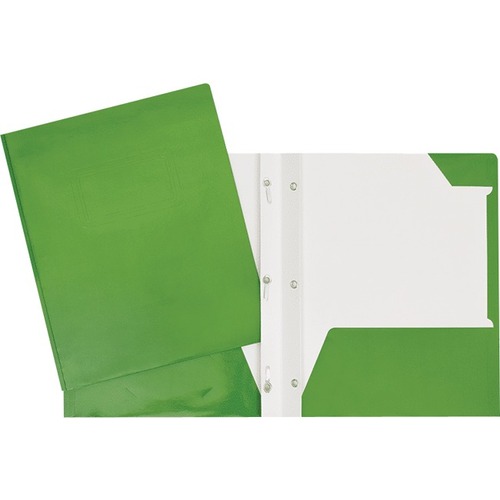 Geocan Letter Report Cover - 8 1/2" x 11" - 80 Sheet Capacity - 3 Fastener(s) - 2 Internal Pocket(s) - Cardboard - Green - 1 Each