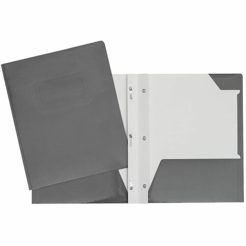 Geocan Letter Report Cover - 8 1/2" x 11" - 80 Sheet Capacity - 3 Fastener(s) - 2 Internal Pocket(s) - Gray - 1 Each = GCI34200GY