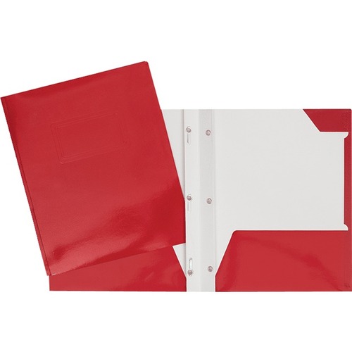 Geocan Letter Report Cover - 8 1/2" x 11" - 80 Sheet Capacity - 3 Fastener(s) - 2 Internal Pocket(s) - Cardboard - Red - 1 Each